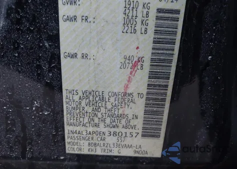 2014 Nissan Altima 2.5 S из США, поврежденный, VIN 1N4AL3AP0EN380157